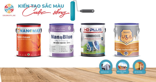 Các nhãn hàng sơn và chống thấm được sản xuất bởi Colorcity: NANOMAX - NANOBLUE - HDPLUS - NANOUSA